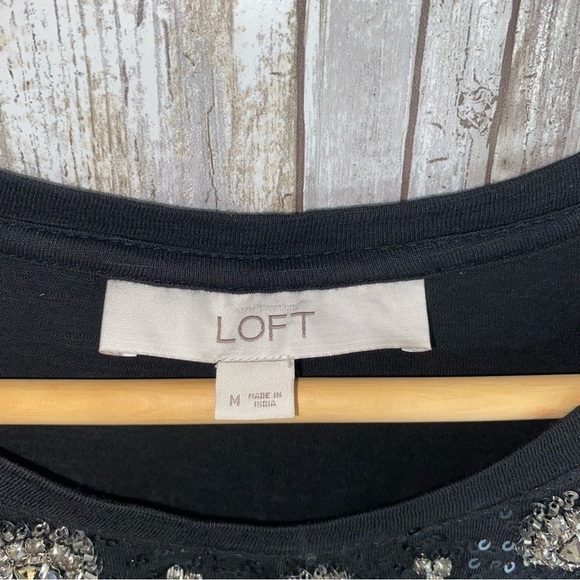 Loft Jeweled Neck Sequin Tee - Picture 5 of 5
